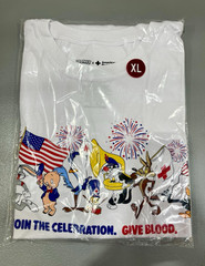 Looney Tunes American Red Cross XL White Crew Neck Patriotic Graphic Tee USA