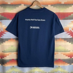 Vintage 00s USPS United States Postal Service Priority Mail Blue T-shirt Medium