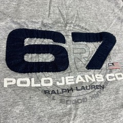 Vintage Polo Ralph Lauren Jeans Co. Shirt Size Large Gray Logo Spell Out 90s Y2K