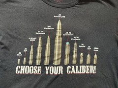 Rothco Choose Your Caliber Shirt Mens XL Black Bullet Cal Sizes Graphic Tee