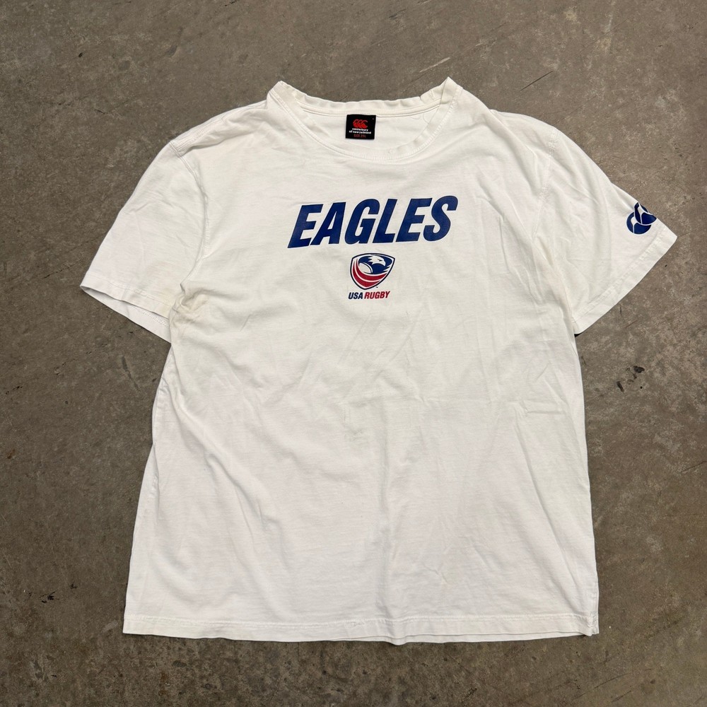 Canterbury USA Rugby Eagles T-Shirt Mens 2XL White Graphic Tee Short Sleeve
