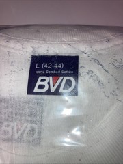BVD Men’s VINTAGE Short Sleeve White Crew Shirt Size Large (3PK) USA100%COTTON