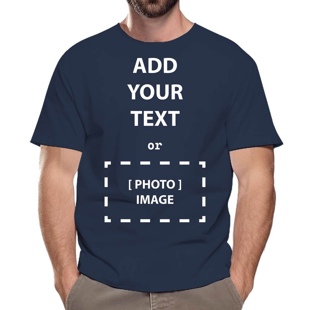 Custom T-Shirt Personalized Add Your Text Photo Image Men Women Short Sleeve Tee
