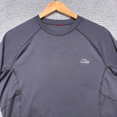 LL Bean Shirt Mens Medium Black Midweight Base Layer Performance Outdoor Hiking