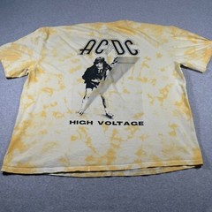 AC/DC Shirt Adult Extra Large Yellow Tie Dye High Voltage Rock Band Music Mens