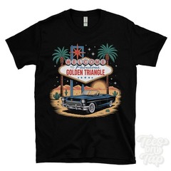 GOLDEN TRIANGLE LAS VEGAS SIGN PARODY FUNNY T-SHIRT norwich norfolk england