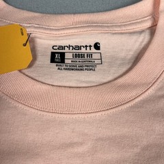 Carhartt Men’s Heavyweight Loose Fit Long Sleeve Logo T-Shirt XL Tall Peach
