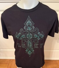 St Patrick’s Day Men’s Size M (38-40) Celtic Cross Lucky Graphic T-Shirt Black