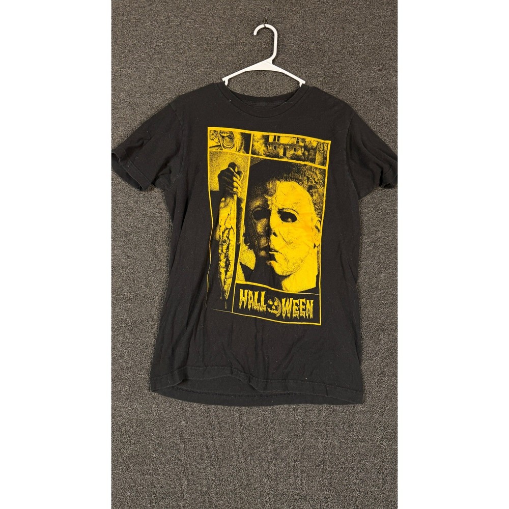 John Carpenter’s Halloween Michael Myers Graphic T-Shirt Black Yellow Mens Med