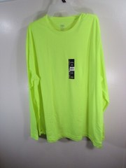 New Athletic Works Men T Shirt Size 2XL 50 52 Acid Yellow Long Sleeve