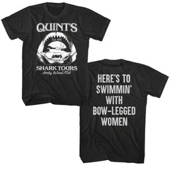 Jaws Quint’s Shark Tours Quote Men’s T Shirt Swimmin with Bow-Legged Women Amity