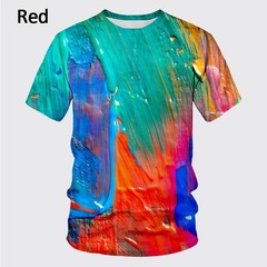 Summer New Fashion Graffiti Paint 3D Printing Men’s Summer Round Neck Short