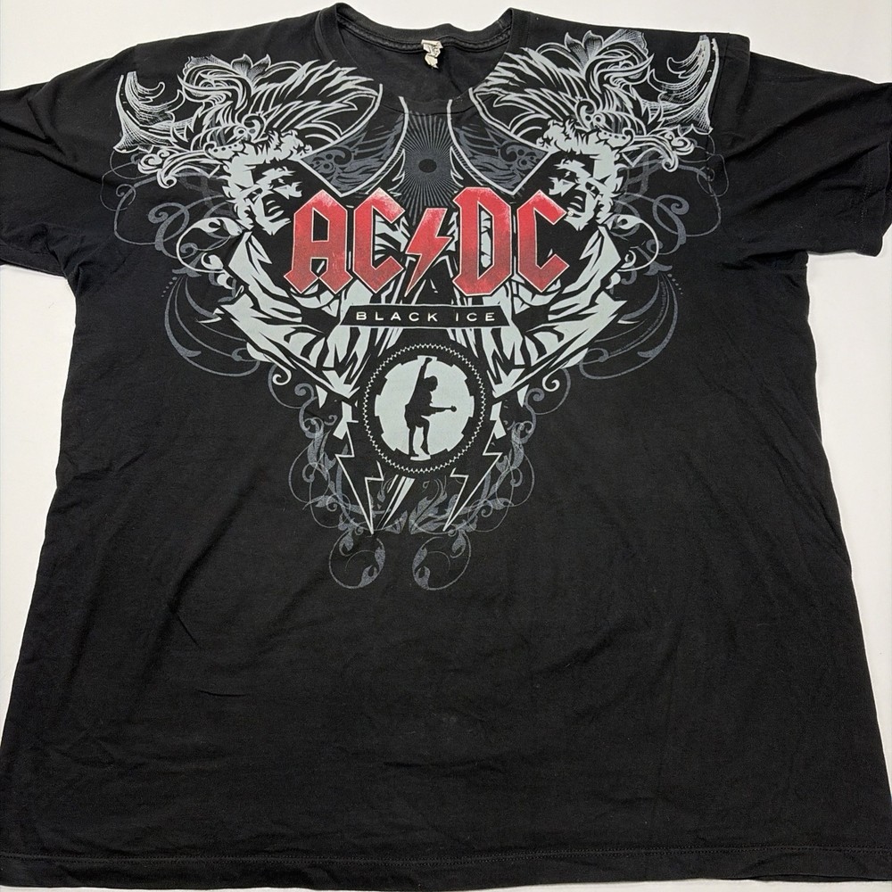 AC/DC Black Ice 2008 Album Logo size XL Black T Shirt Band Merch Tee