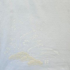 Namitatsu Japan Shirt Mens Large White on White Puff Print Graphic Tee Fuji Rare