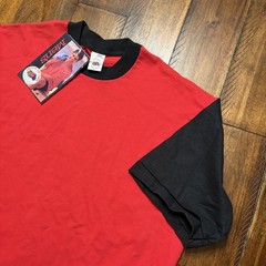 Vintage Fruit Of The Loom Shirt Mens Large Red Black Colorblock Tee Made USA 90s