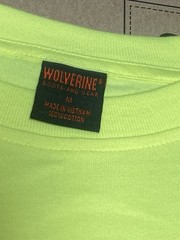 Wolverine Homemade Stencil T-shirt Neon Lime Medium Cotton Short Sleeved NWOT