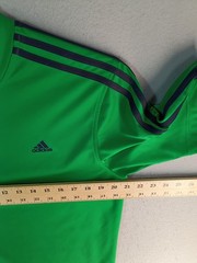 Adidas Mens Shirt Medium Green Short Sleeve Black 3 Striped Performance Pullover