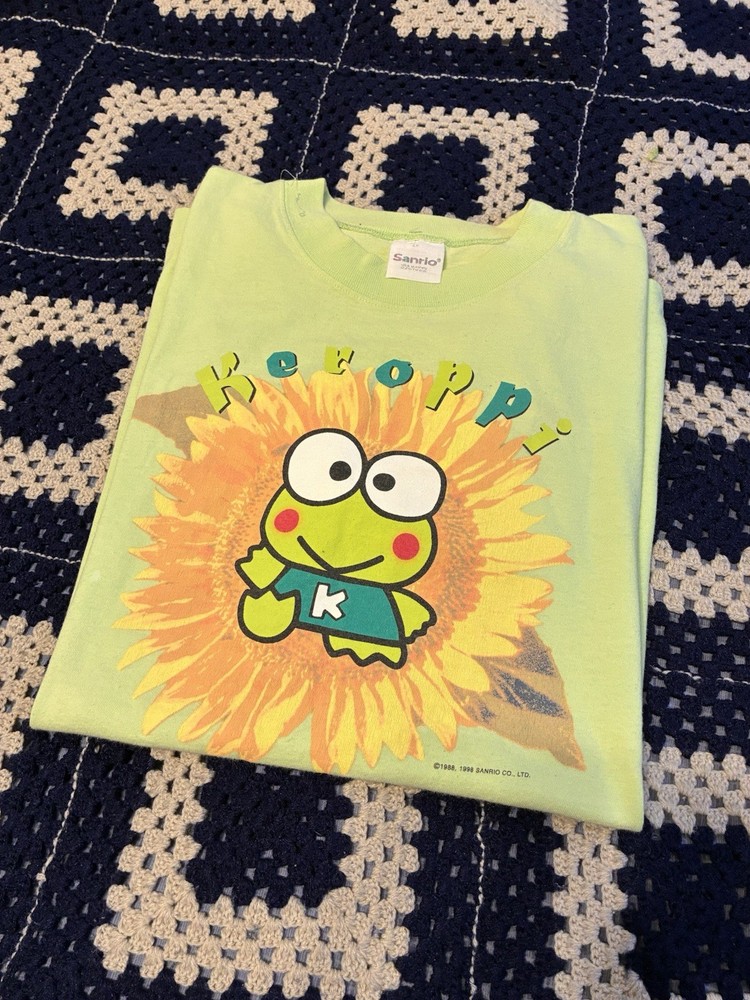 Vintage 90’s 1998 Keroppi Frog Sanrio Tag T Shirt XL Green Single Stitch