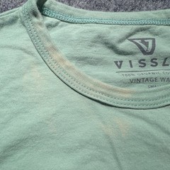 Vissla Mens Small Green Organic Cotton Graphic Pocket T-Shirt Vintage Wash