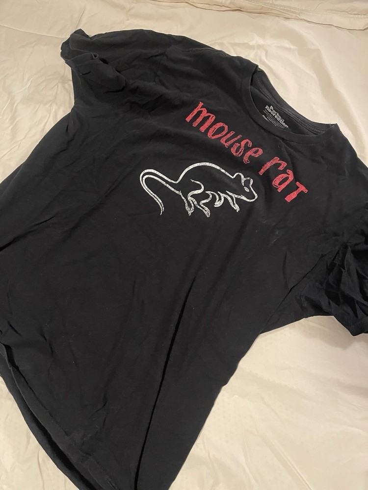 2XL Black Mouse Rat Graphic Print Crew Neck T-Shirt