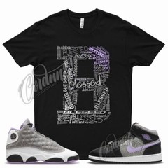 BLESSED T Shirt for J1 1 Mid SE GS Houndstooth Lilac Silver Plaid Violet 13