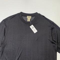 LL Bean Shirt Mens L Large Black Sheer Silk Crewneck Lightweight Underwear Base
