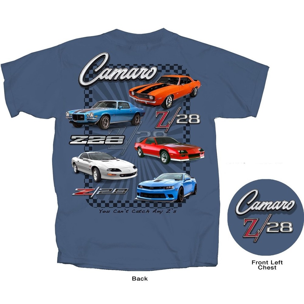 Joe Blow T’s Chevy Camaro Z/28 Men’s Blue T-Shirt 1st 2nd 3rd 4th 5th Gen
