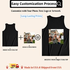 Custom Men’s Tank Top – Personalized Photo/Text/Logo Print, Soft 100% Cotton