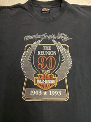 Vintage Harley Davidson 90 Years Reunion T-shirt Holoubek Front Back Print Sz Lg