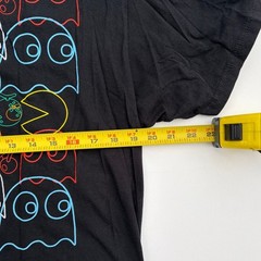Pac-Man Mens Large Black Graphic T-Shirt Neon Ghost Print C-Life Group Cotton