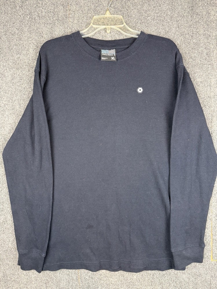 VTG Y2K Southpole Long Sleeve Thermal Shirt Waffle Knit Navy Blue Mens XL Skate