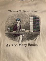 Vintage Sz Med. Edward Gorey Shirt No Such Thing, Too Many Books Caricature.