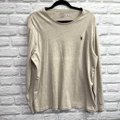 Polo Ralph Lauren Mens XL Classic-Fit Jersey Long-Sleeve T-Shirt Khaki Pony Logo