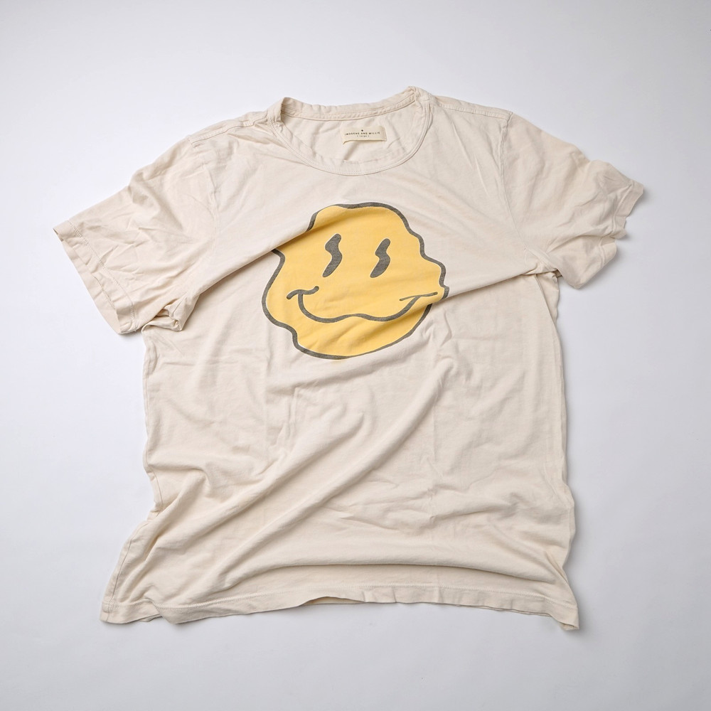 IMOGENE + WILLIE T Shirt Mens Large Squiggly Smiley Face Melted Graphic Tee USA