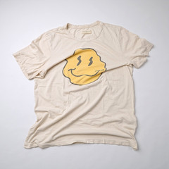 IMOGENE + WILLIE T Shirt Mens Large Squiggly Smiley Face Melted Graphic Tee USA