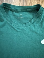 Apple Men’s Green Cotton Jersey Short Sleeve Crew Neck Logo T-Shirt L