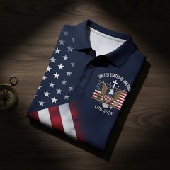 250th Anniversary Patriotic Polo Mens United States Of America 1776-2026 (S-5XL)