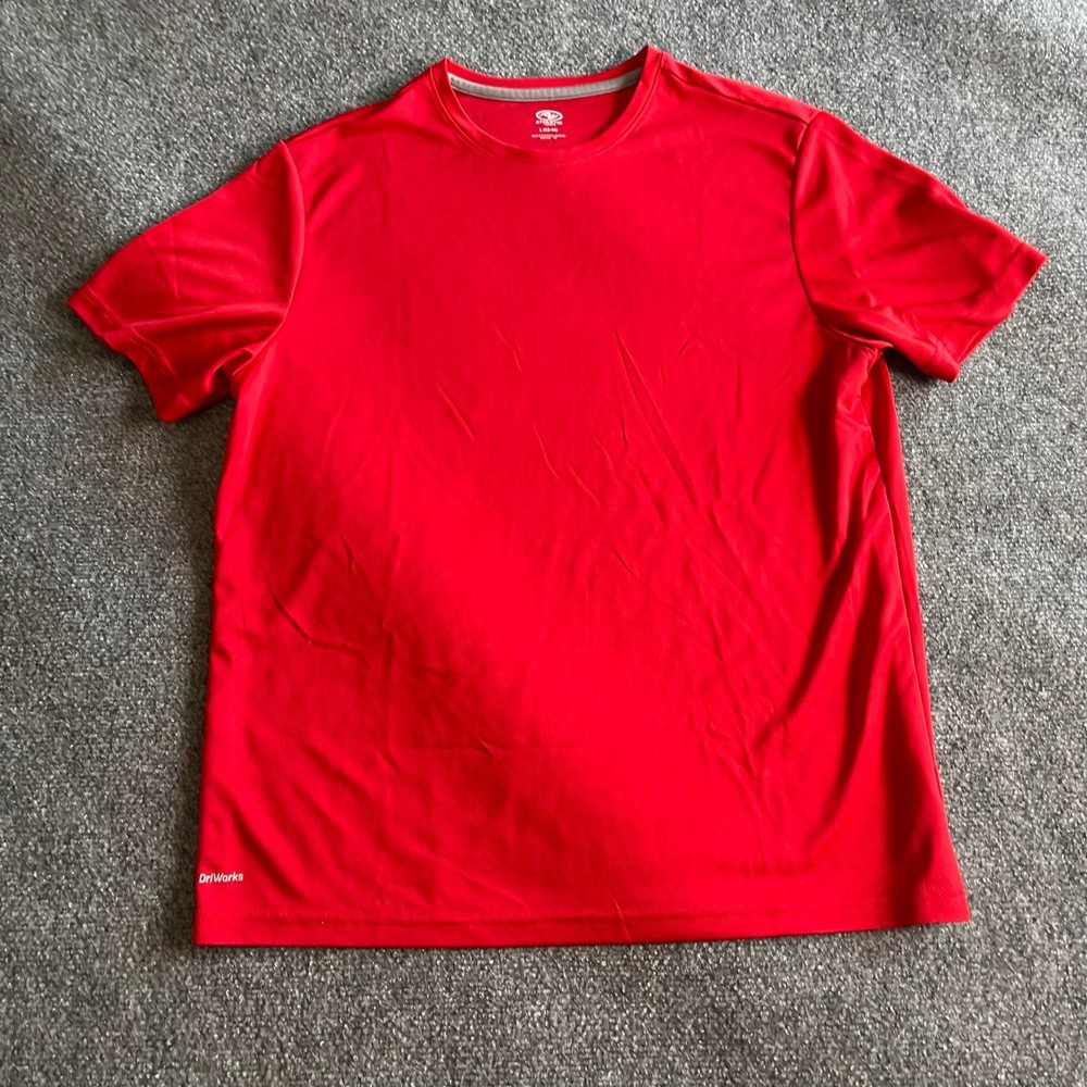 Athletic Works Mens DriWorks Performance T-Shirt Red Short Sleeve Size L 42-44