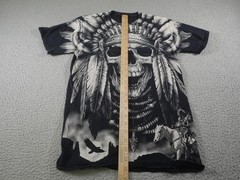 Native American Skull Shirt Mens XS Black Western Tribal Cowboy Horse Desert Y2K