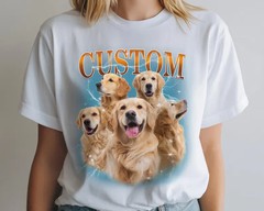 Custom Pet Portrait Personalized Comfort Tee Dog Cat Memorial Gift Shirt