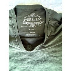 Helix Olive Green Slub Knit V-Neck T-Shirt Men’s Sm Casual Distressed Hem Sz Sm