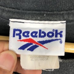 Vintage 90s Reebok Graphic Tee, Black Cotton Sports T-Shirt (Size L)