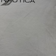 Nautica Shirt Mens Large White Blue Spell Out Logo Short Sleeve Cotton READ