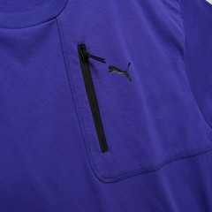 Puma T Shirt Mens XL Open Road Purple Zipper Pocket Athletic Short Sleeve