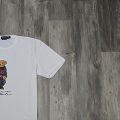 Polo Ralph Lauren Classic Fit Polo Bear Denim Crewneck Jersey T-Shirt White