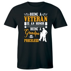 Being a Veteran is An Honor Being A Grandpa Is Priceless Men’s T-Shirt Gift Tee