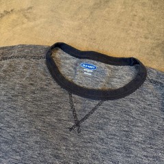 Old Navy Thermal Shirt Mens Large Navy Blue Marled Waffle Knit Long Sleeve