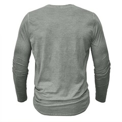 Mens Henley Grandad Casual Shirts Long Sleeve Muscle Slim Fit Button T Shirt Top