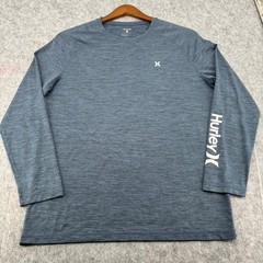 Hurley Mens XL Blue Heathered Long Sleeve Performance Graphic T-Shirt Raglan