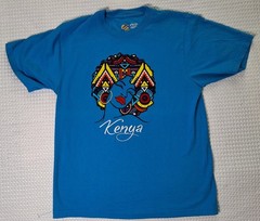 Kenya Africa Embroidered Colorful Souvenir Blue T-shirt Size L African Prints